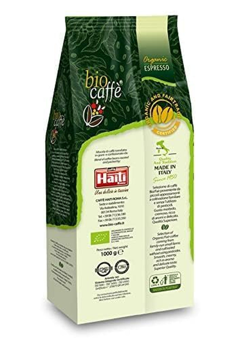 Boabe de cafea Caffè Haiti Roma Biocaffè Gran Miscela 100% organice/Fairtrade, 1 kg, certificate de Institutul Italian de Espresso. Un espresso gourmet produs în Italia. Prăjire artizanală.