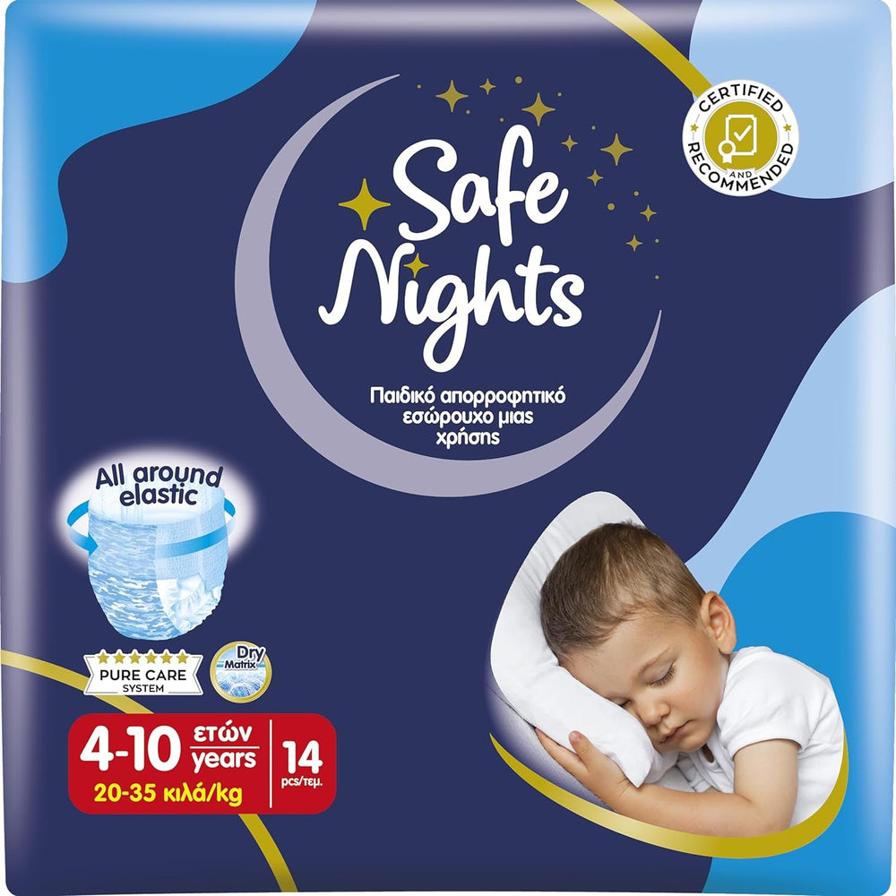 Safe Nights Girl, chiloți absorbanți de noapte pentru fete cu vârsta cuprinsă între 8 și 16 ani (30-50 kg), 14 bucăți