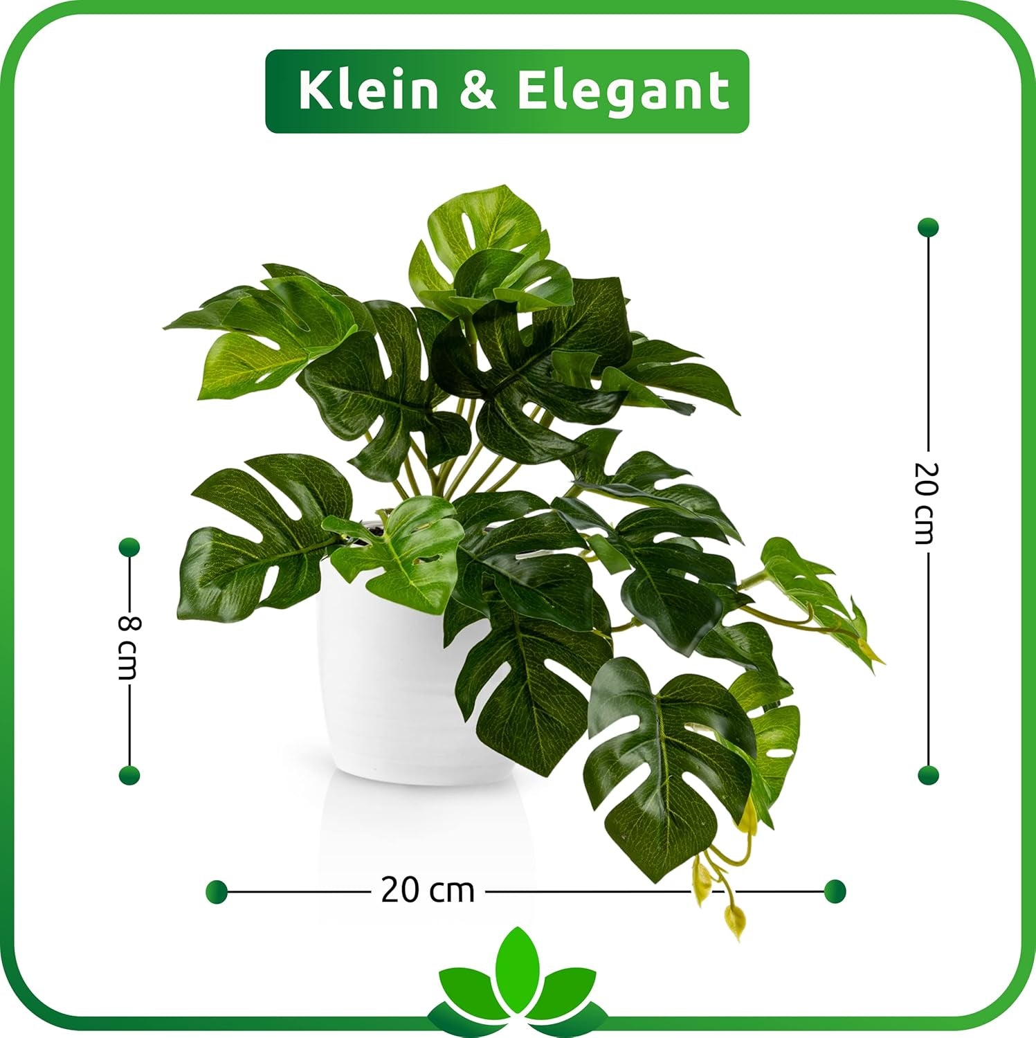 PASCH® 3Er Set Monstera Künstlich (20Cm) in Weißen Keramiktöpfen: Künstliche Pflanzen Wie Echt | Monstera Pflanze Künstlich | Kunstpflanze Hängend Im Topf | Hängepflanze Künstlich Abgestimmt
