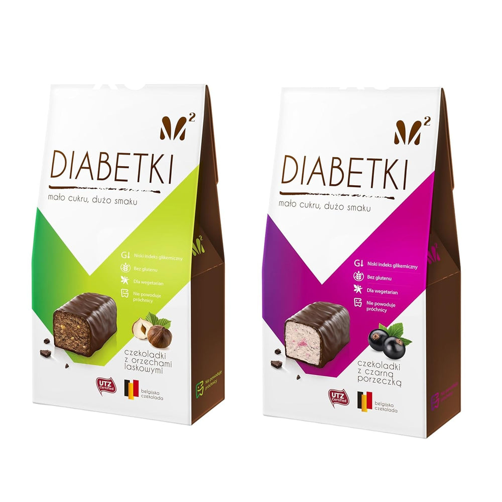 Praline cu alune DIABETKI, ciocolată fără zahăr, dulciuri delicioase pentru consumatori conștienți și diabetici, gustări fără gluten și vegetariene 100g