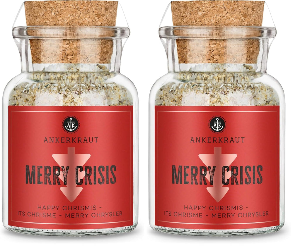 Ankerkraut "Merry Crisis" Anlass-Gewürz, Aioli Pfeffer Salz zum Verschenken, Gewürz Geschenk mit Knoblauch, 155 g im Korkenglas