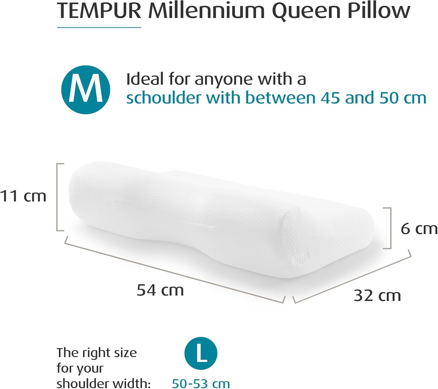 Pernă cu suport pentru gât Tempur Millennium Queen, M Perne ortopedice cervicale Naty Shop
