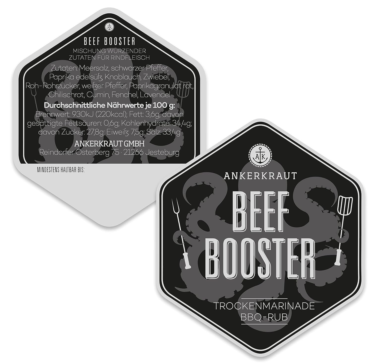 Ankerkraut Beef Booster, Rub Brisket und Steak Gewürz, Gewürzmischung für Fleisch, 230g im Streuer