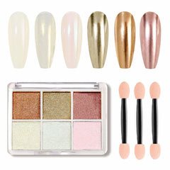 GZMAYUEN Chrom Pulver Für Nägel 6 Farbe Mirror Chrome Nail Powder Pigment Powder Nail Art