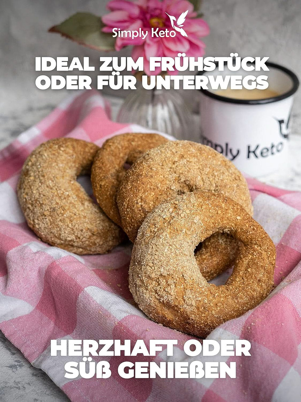 Simply Keto Lower Carb* Bagel Baking Mix pentru Lower Carb* și dieta ketogenică - fără lactoză și gluten - 335 grame Bucatarie Naty Shop