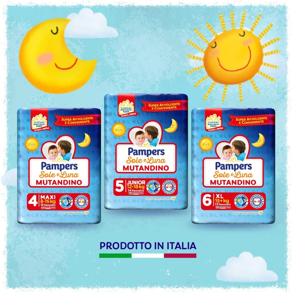 Scutec Pampers Sol e Luna Maxi, mărimea 4 (8-15 kg), 60 de scutece