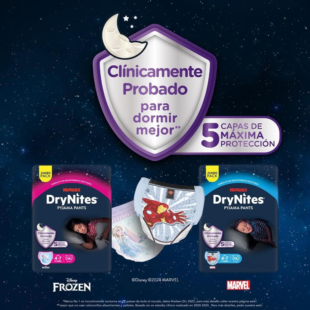 Pantaloni de pijama Dry Nites fată 3-5 ani, 1 pachet (16 bucăți) Naty Shop
