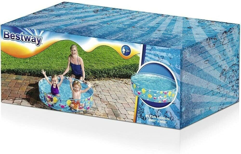 Piscină pentru copii Bestway FillN Fun, Sparking Sea, 122 x 25 cm, BW55028, Multicoloră, 122 x 122 x 25 cm