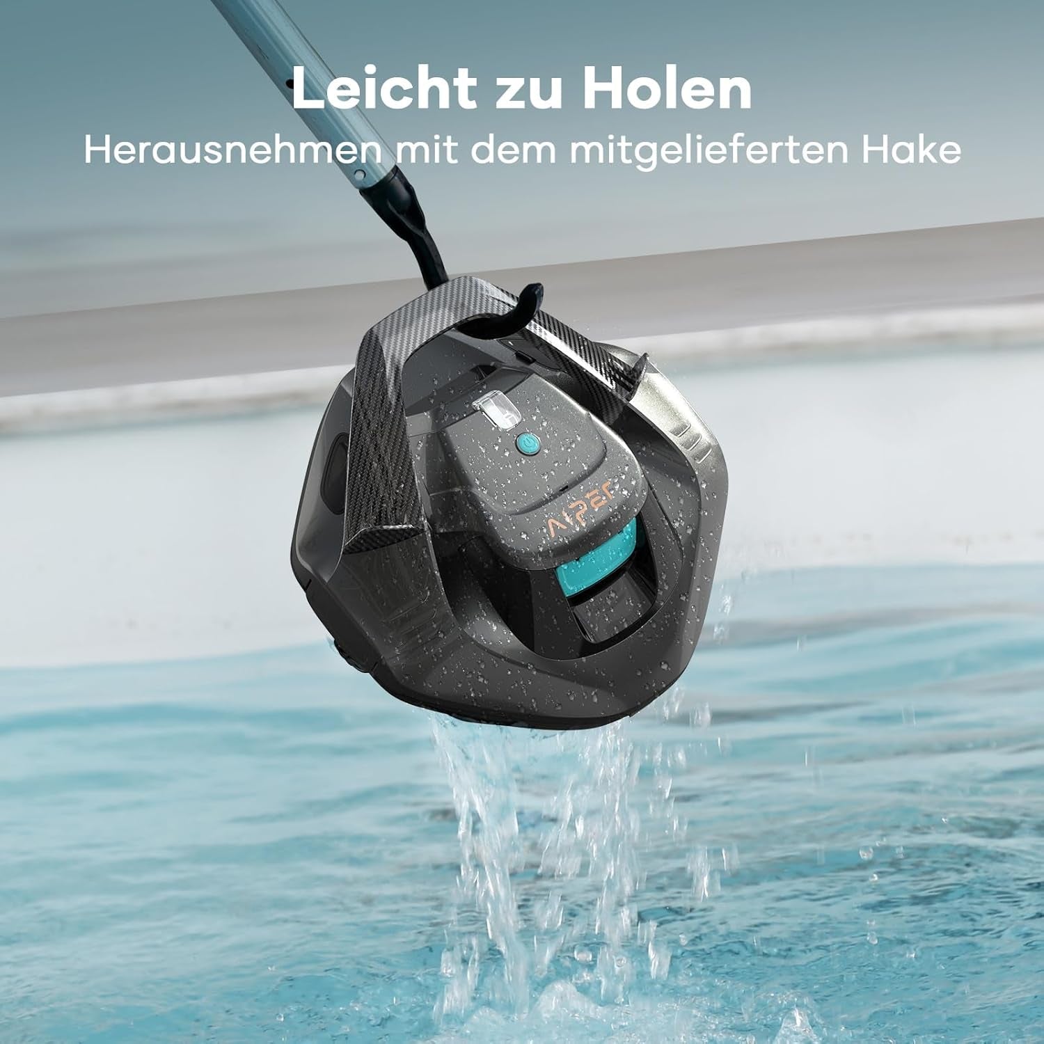 Robot de piscină AIPER, curățitor de piscină fără fir cu baterie, autonomie de 90 de minute, parcare automată, motoare cu acționare dublă și indicatoare LED, ideal pentru piscine cu fund plat de până la 80 m²