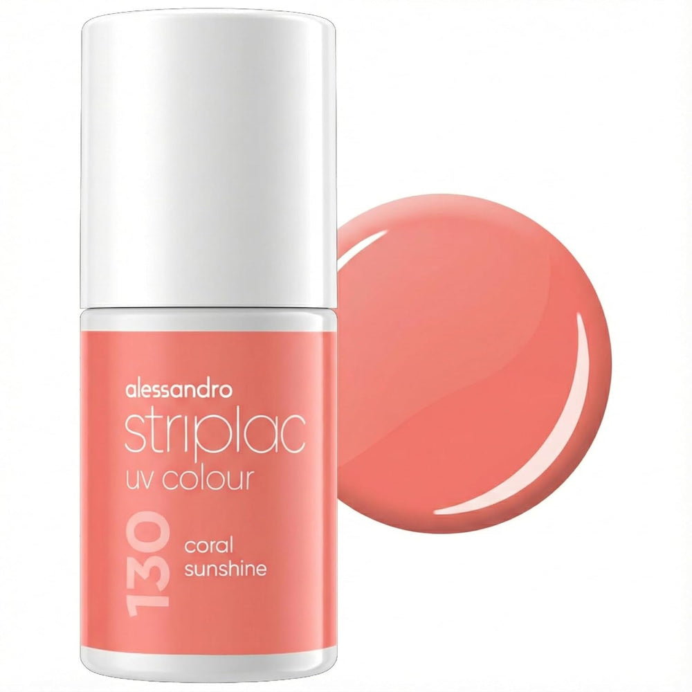 Oja UV alessandro Striplac Coral Sunshine – Delicată și de lungă durată – Îndepărtare ușoară datorită tehnologiei de îndepărtare – Vegană și cruelty-free – 8 ml