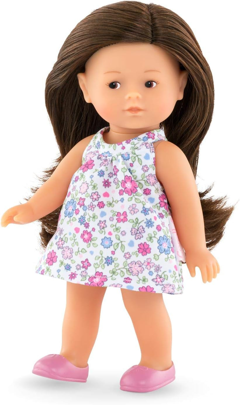 Corolle 9000240020 - Romy brünett Les Trendies Mini Corolline 20cm, Französische Puppe mit Charme und Vanilleduft, 20 cm