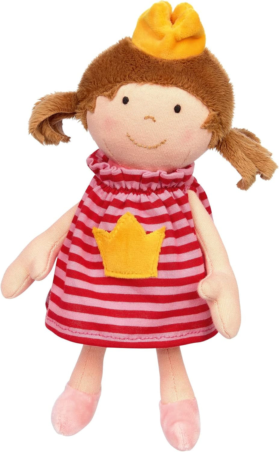 SIGIKID 39651 Puppe Brenda Bilipup, Stoffpuppe mit Kleidchen zum An- und Ausziehen, Kuschelpuppe, Einschlafhilfe, spielen, schmusen, für Babys & Kinder ab 6 Monaten, Blau 24 cm