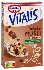 Dr. Oetker Vitalis Chocolate Muesli Classic: Musli pentru micul dejun cu lapte și ciocolată neagră, pachet de 7 (7 x 600g)