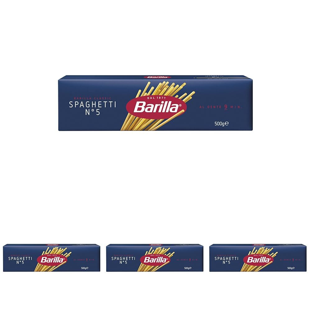 Barilla Pasta Klassische Spaghetti n.5 aus hochwertigem Hartweizen immer al dente, (1 x 500 g), geschmacklos