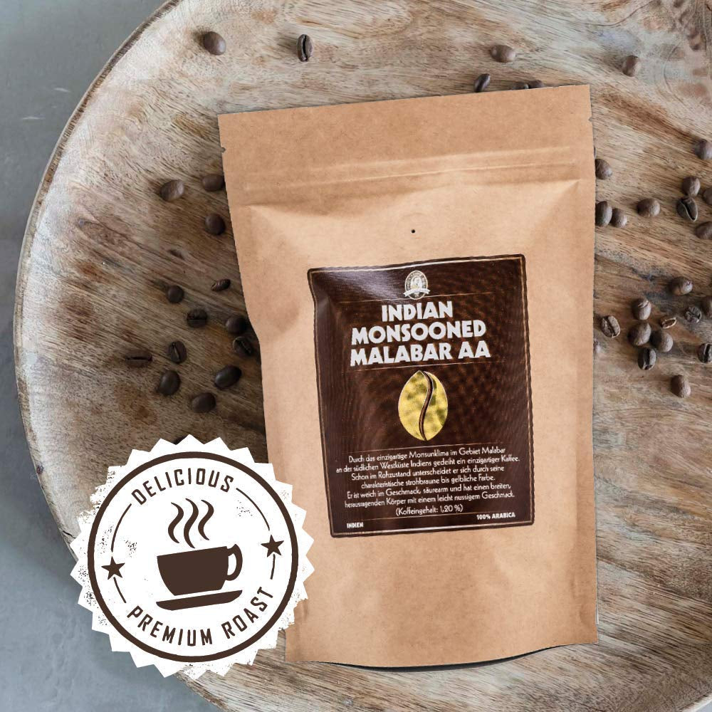 Henry´s Espresso Indian Monsooned Malabar AA 1000g - erlesene Qualität - Handwerklich in Deutschland geröstet - Kaffeebohnen direkt vom Bauern