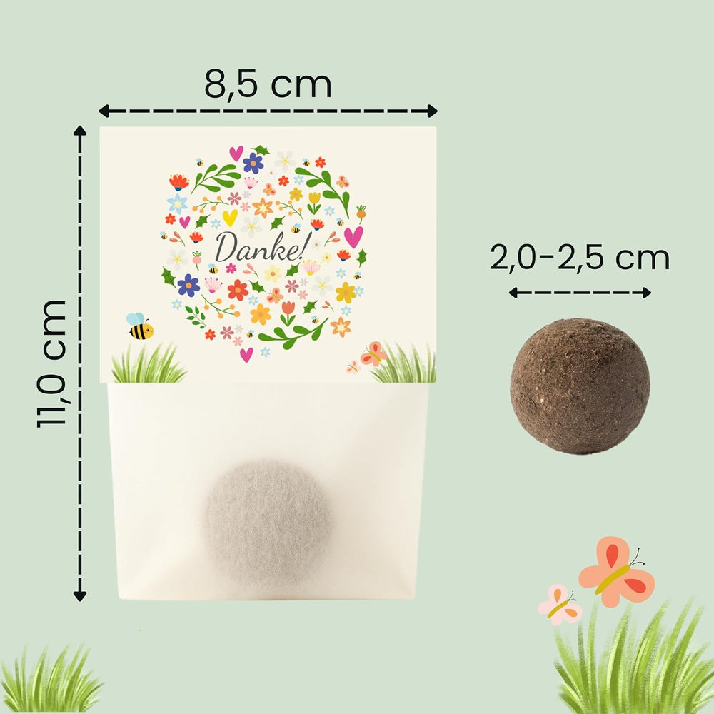 Danke Blumensamen Als Gastgeschenk (10Er Set Samenbomben) - Kleine Dankeschön Geschenke Als Mitgebsel - Blumenmurmeln Als Kleinigkeit Für Kollegen, Kinder Und Erwachsene