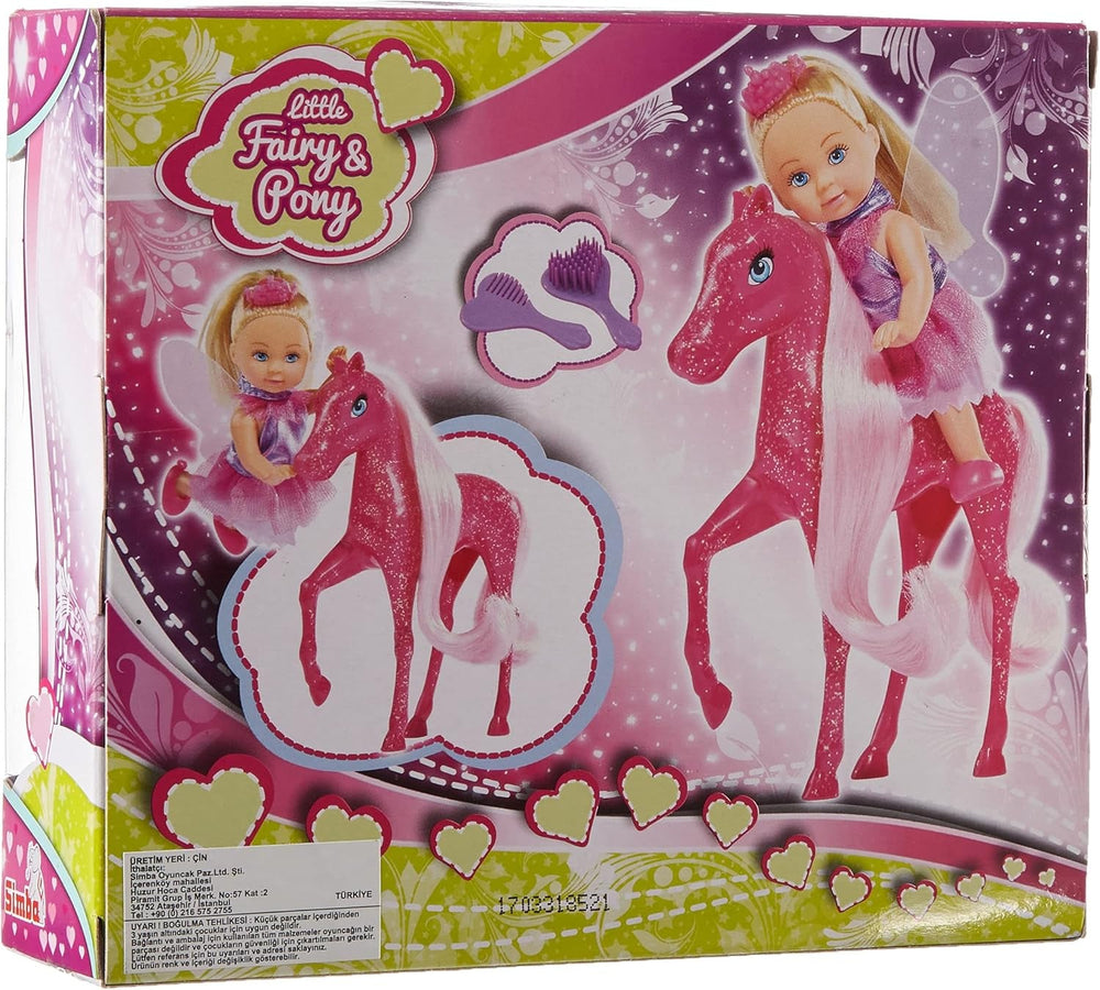 Simba 105738667 - Evi Love Little Fairy & Pony, Spielpuppe als Prinzessin mit Fantasie Pferd, 12cm, ab 3 Jahre