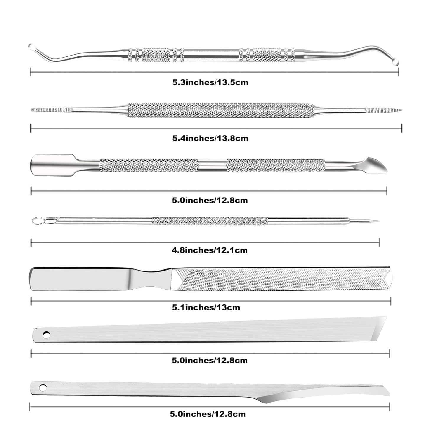 7-Teiliges Set Mit Feilen Und Hebern Für Eingewachsene Zehennägel, Set Aus Edelstahl Zum Entfernen Eingewachsener Zehennägel, Nagelreiniger Für Die Unternagelpflege, Pediküre-Werkzeuge
