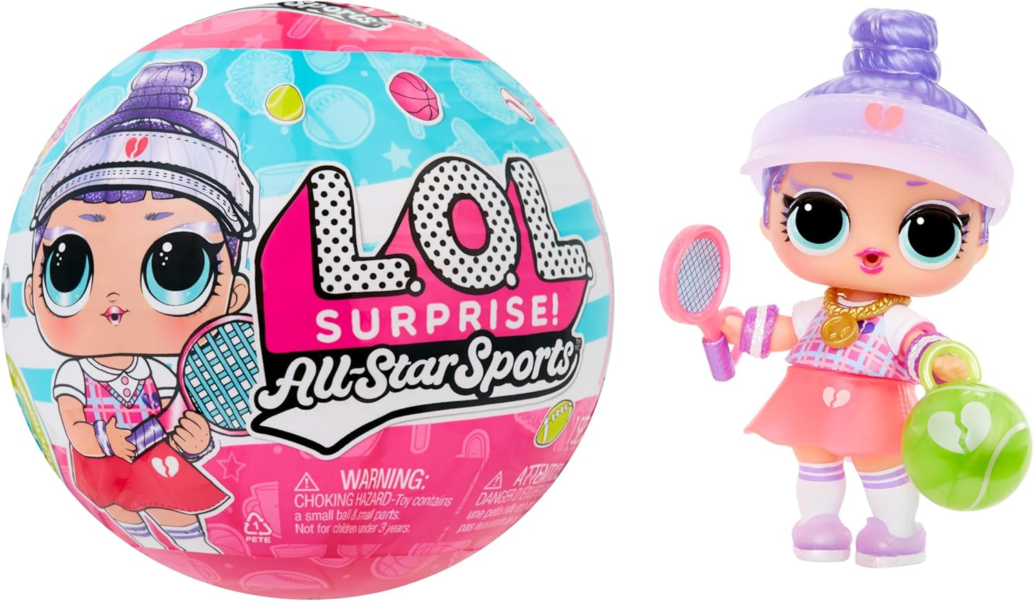 LOL Surprise! Colecția All-Star Sports Vault Tots - Include 1 păpușă, ambalaj blindat, 12 păpuși de colecție, 8 accesorii de despachetat, ideal pentru copii cu vârsta de 4 ani și peste, roz