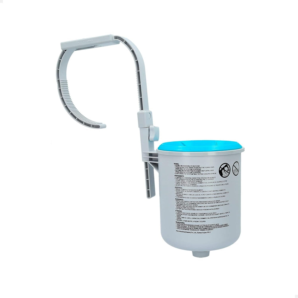 Piscină dreptunghiulară - Piscină supraterană - 300 x 200 x 75 cm, Albastră și Skimmer de suprafață - Skimmer de suprafață Deluxe montat pe perete - Skimmer suspendat, Gri