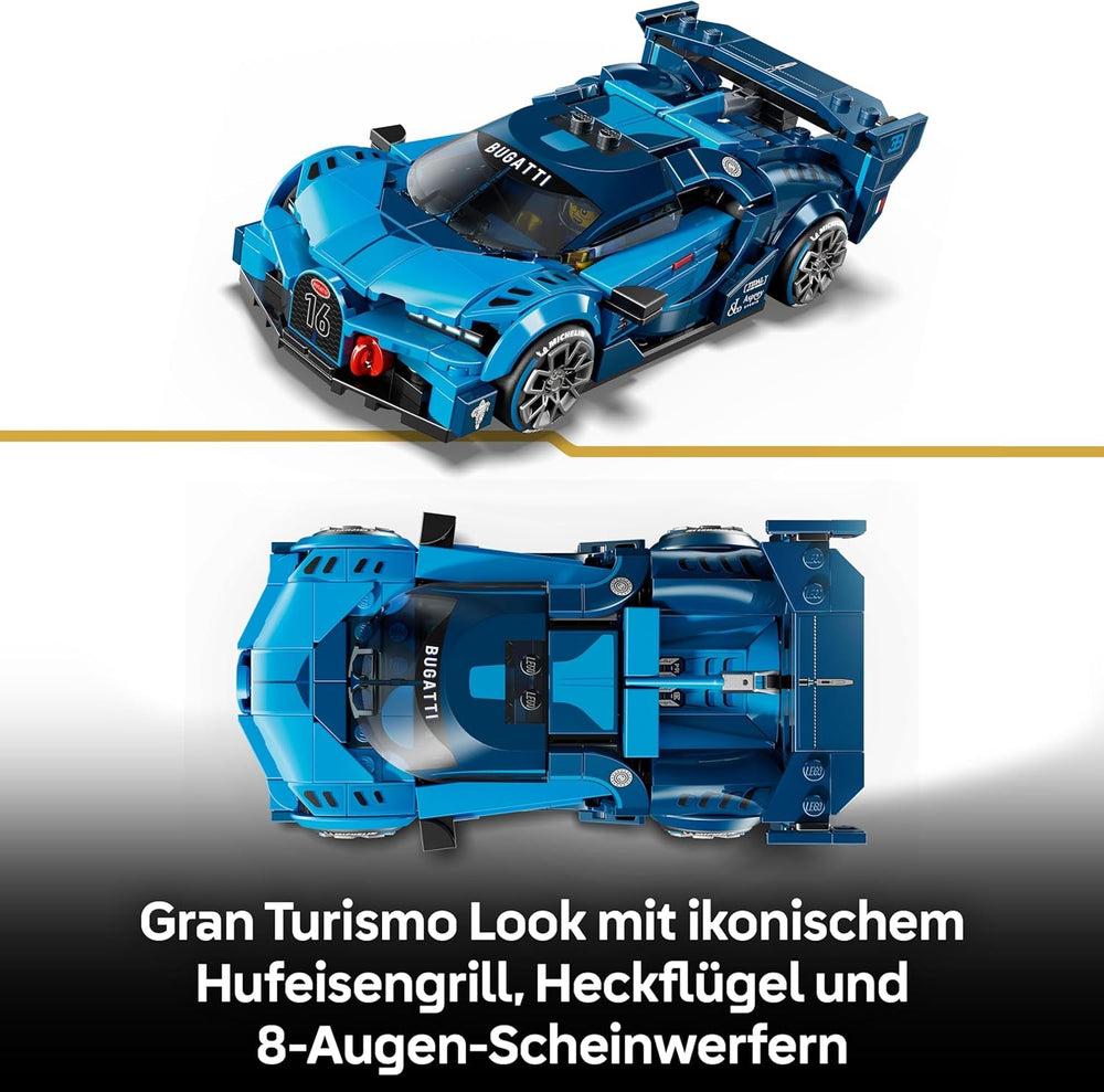 LEGO Speed Champions Bugatti Vision Gran Turismo Hypersportwagen - Modellbau mit sammelbarer Fahrer Minifigur - Gaming Geschenkidee für Jungen ab 9 Jahren und Motorsportfans - 77253
