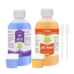 Regulator de pH pentru hidroponie, lichid pH Up și pH Down, fluid regulator de pH pentru scăderea sau creșterea valorii pH-ului, tampon premium 250 ml, potrivit pentru toate sistemele hidroponice (sol și apă)