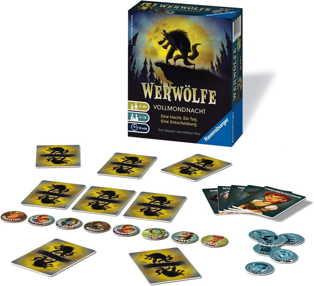 Ravensburger 26703 - Vârcolaci - Noapte cu Lună Plină, joc de societate pentru vârste de la 9 ani în sus, joc de acțiune pentru 3-10 jucători, serie de jocuri