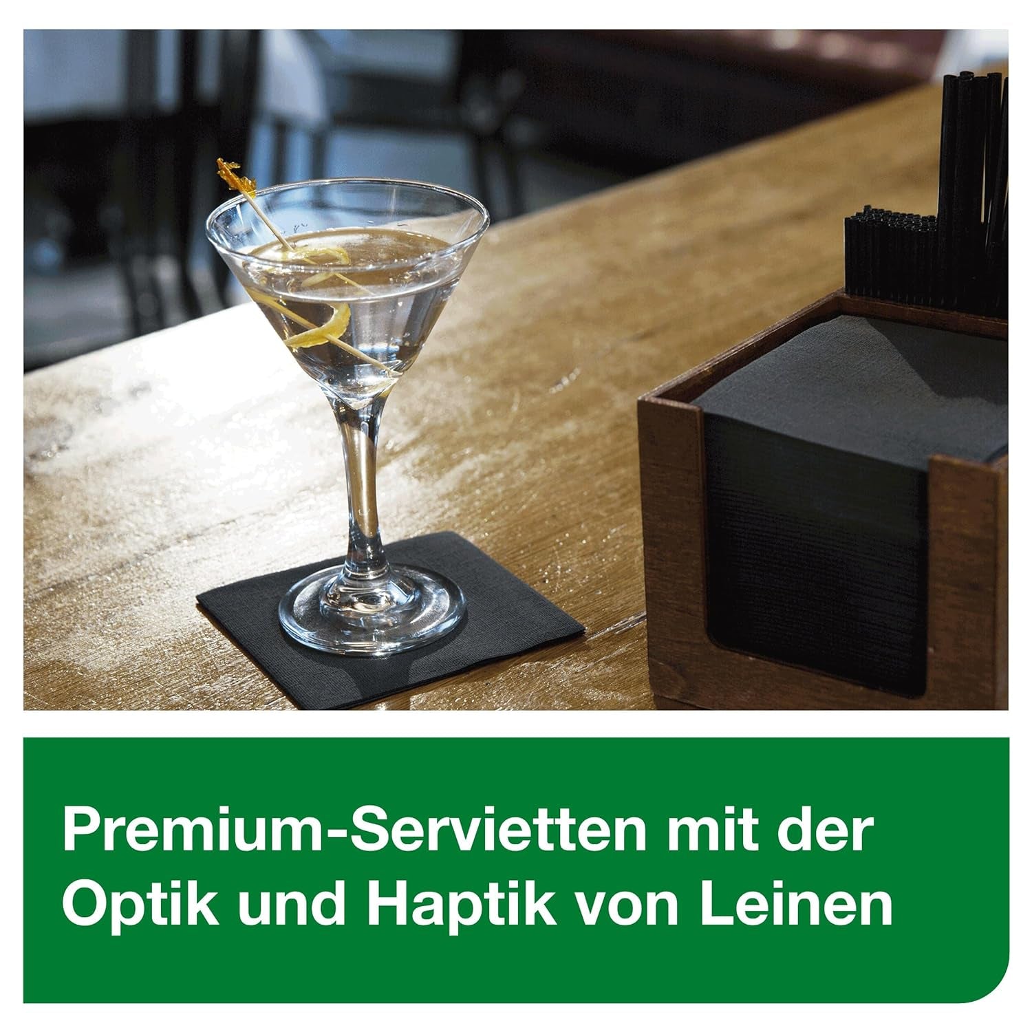 Tork Linstyle 509542 Șervețele pentru cocktail negru, 1/4 pliere, 1 strat, 23,8 x 23,8 cm, 1 x 100 șervețele