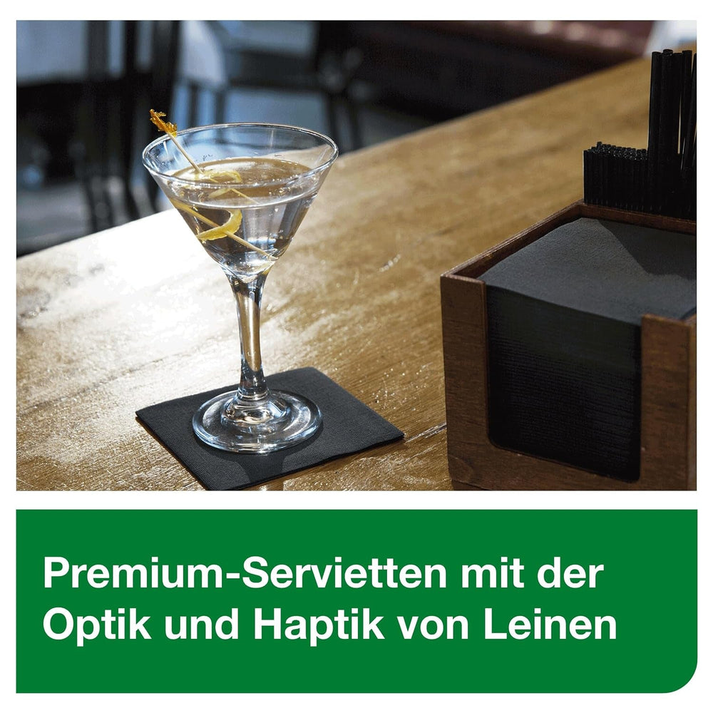 Tork Linstyle 509542 Șervețele pentru cocktail negru, 1/4 pliere, 1 strat, 23,8 x 23,8 cm, 1 x 100 șervețele