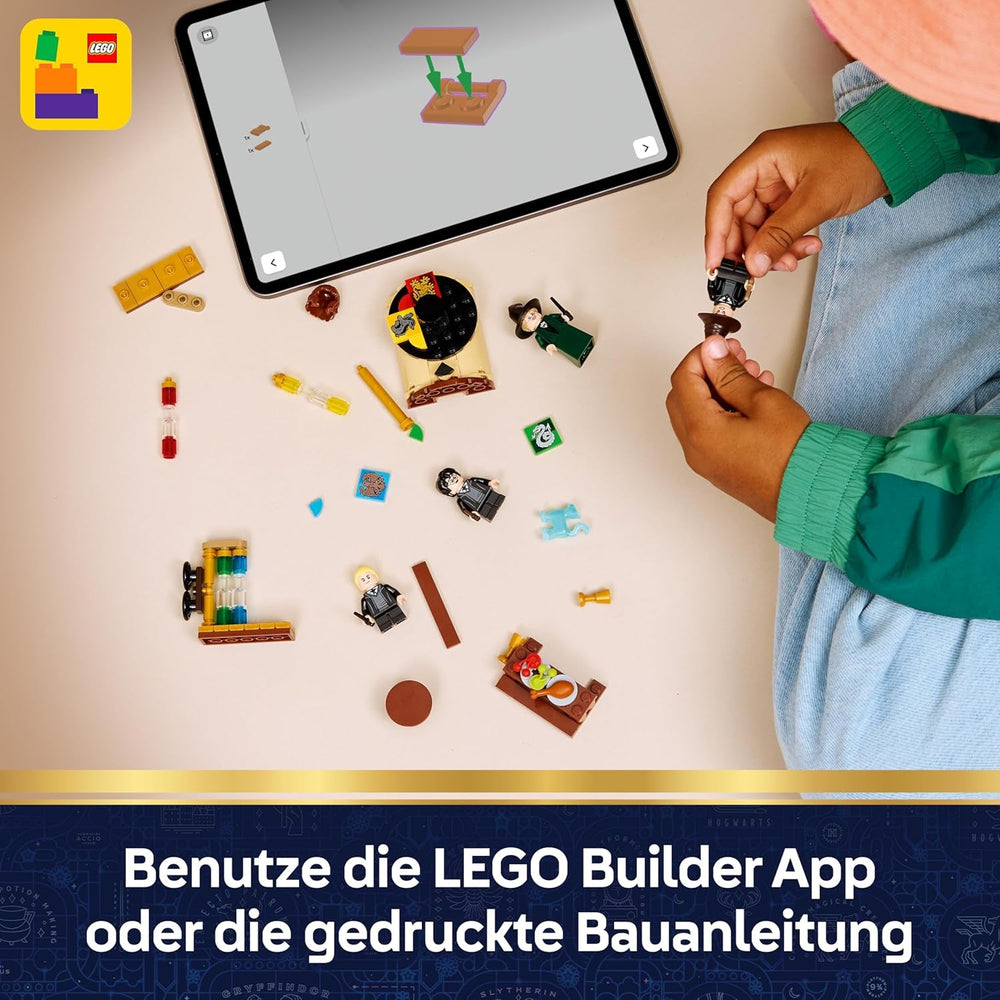 LEGO Harry Potter Schloss Hogwarts: Auswahlzeremonie mit dem Sprechenden Hut - Patronus, Hermine und Draco Malfo Minifiguren mit Zauberstäben, Spinnrad - Geschenk für Kinder ab 7 Jahren - 76460