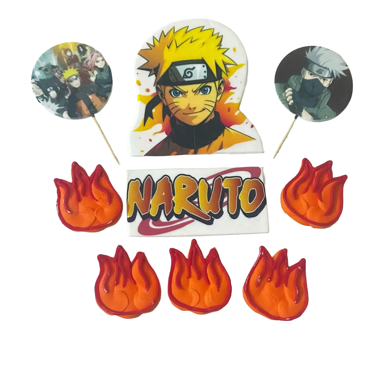 Naruto Set Decoratiuni Comestibile - 9 Elemente Cu Motive Naruto Pentru Decorarea Torturilor