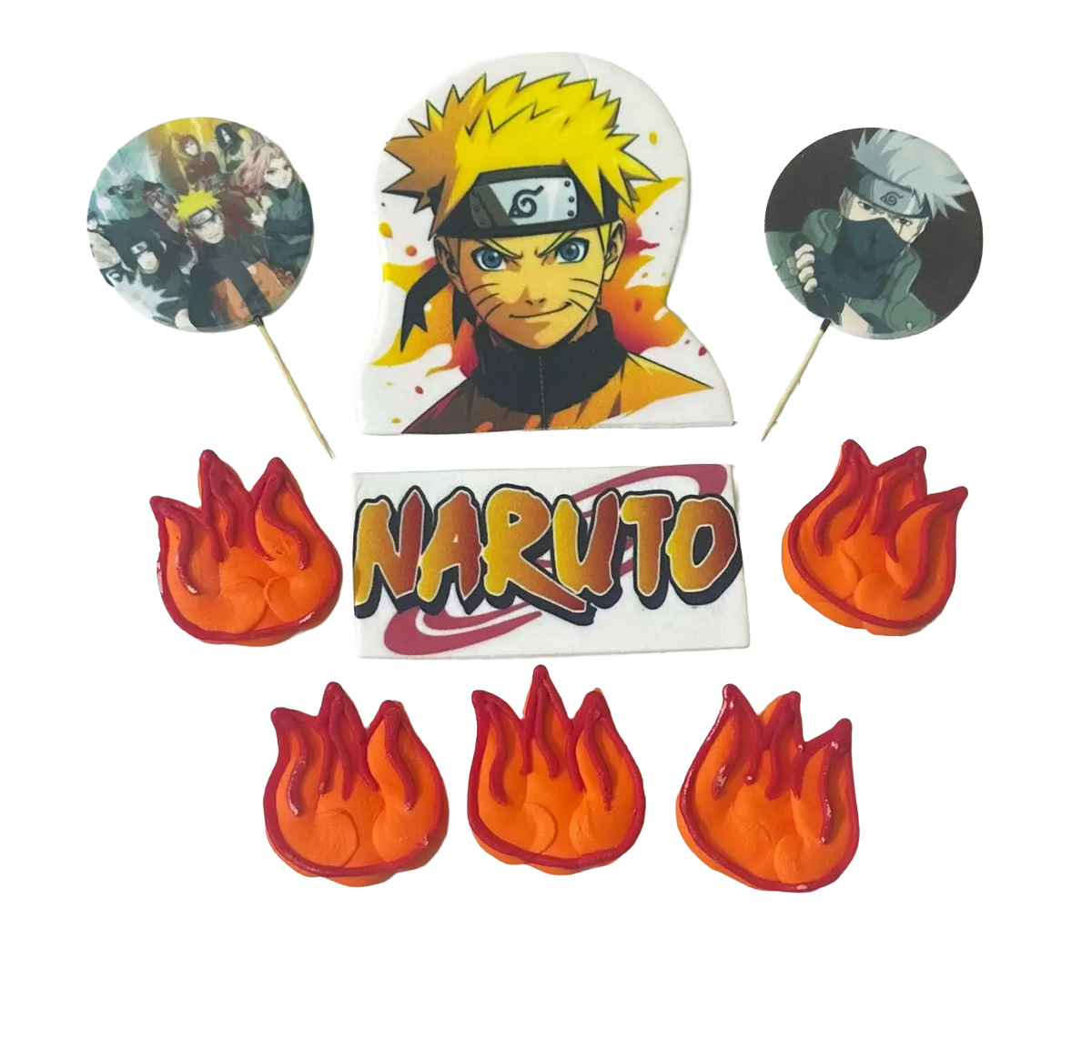 Naruto Set Decoratiuni Comestibile - 9 Elemente Cu Motive Naruto Pentru Decorarea Torturilor