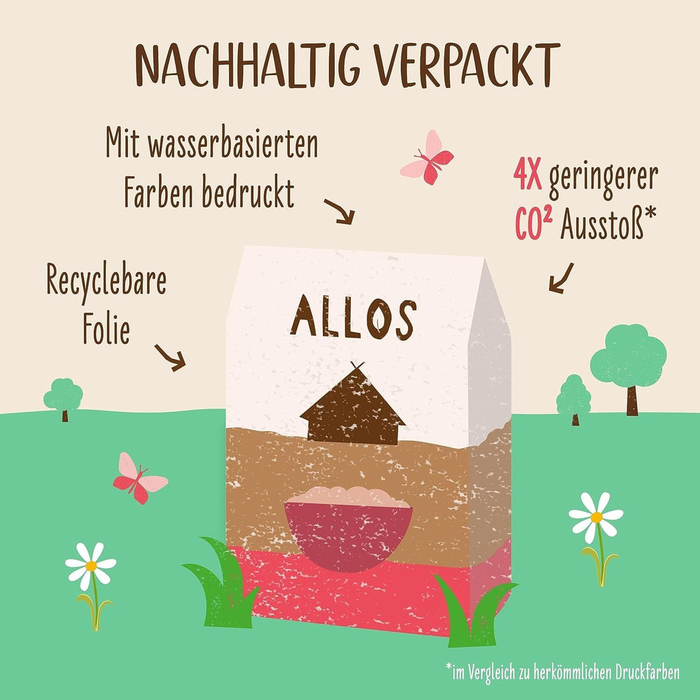 Terci de smochine și zmeură Allos neîndulcit | Terci fără zahăr | Muesli organic | Muesli cu fructe | Fulgi de ovăz | Terci de mic dejun | Cereale pentru micul dejun | Vegan | Pachet de 6 (6 x 500g)