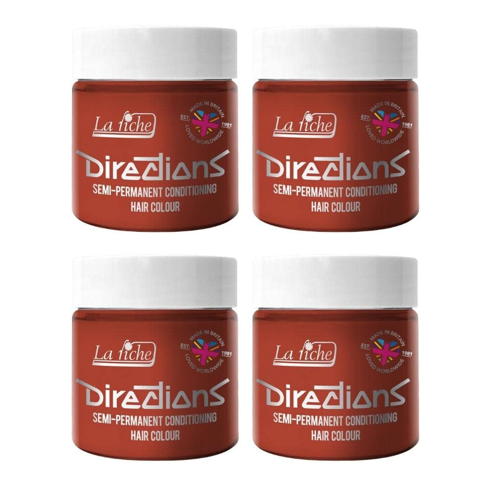 Culoare de păr semipermanentă Directions 100 ml cutie 4 pack (Pillarbox Red) Vopsea pentru par Naty Shop Flacără 100 Ml (pachet de 4)