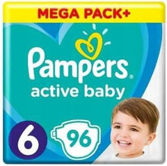 Pampers Windeln Größe 6 (13-18Kg), Active Baby Windeln, 96 Stück, Durchlaufschutz Ganztägig Naty Shop