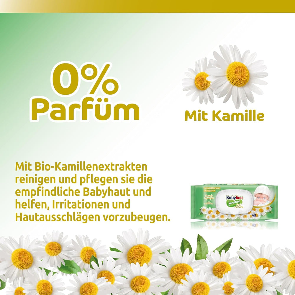 Șervețele umede pentru bebeluși sensibili, 0% parfum, formulă 98% naturală care restabilește echilibrul pH-ului pielii, cu sigiliu de prospețime, 54 de șervețele