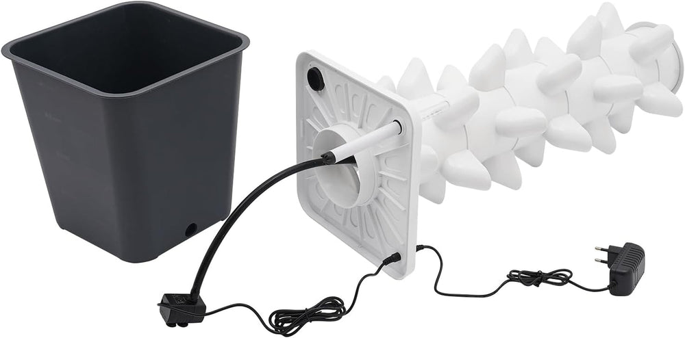 Turn hidroponic cu 30 de capsule, sistem de creștere hidroponică pentru grădină, kit de creștere verticală hidroponică cu 6 niveluri, turn aeroponic cu pompă de hidratare, adaptor și pat de însămânțare (gri)