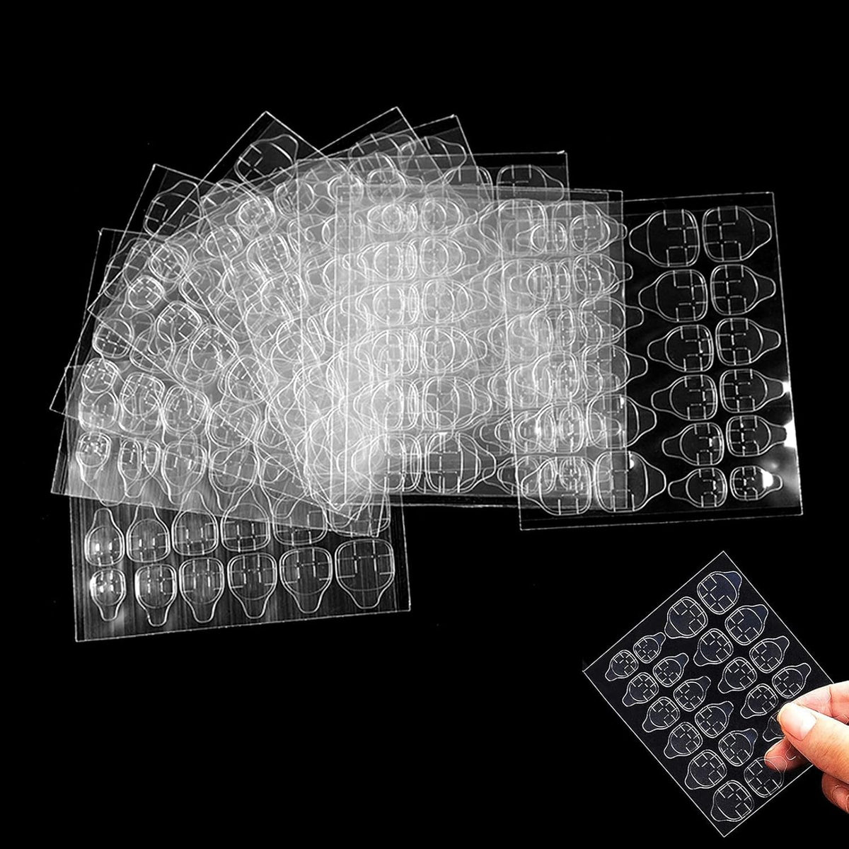 360 buc benzi autoadezive transparente pentru unghii, lipici pentru unghii, benzi autoadezive față-verso, decorare manichiură DIY transparentă