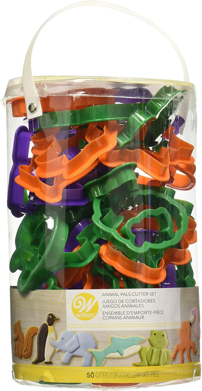 Wilton Formă de biscuiți Tropical Party, Set 3 piese: Forme de biscuiți tropicale, Forme de biscuiți: Pește, Câine, Pisică, Pasăre, Fluture și multe altele, Coacere în bucătărie, DIY - Set/50, Multicolor