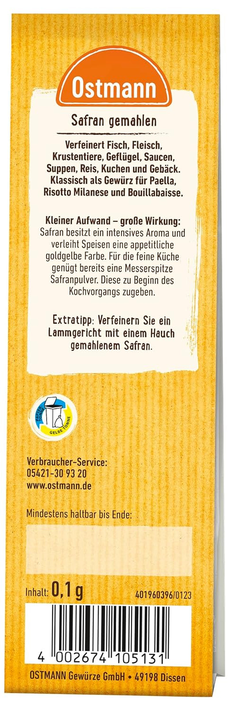 Ostmann Gewürze Safran gemahlen, 1 Stück (1er Pack)