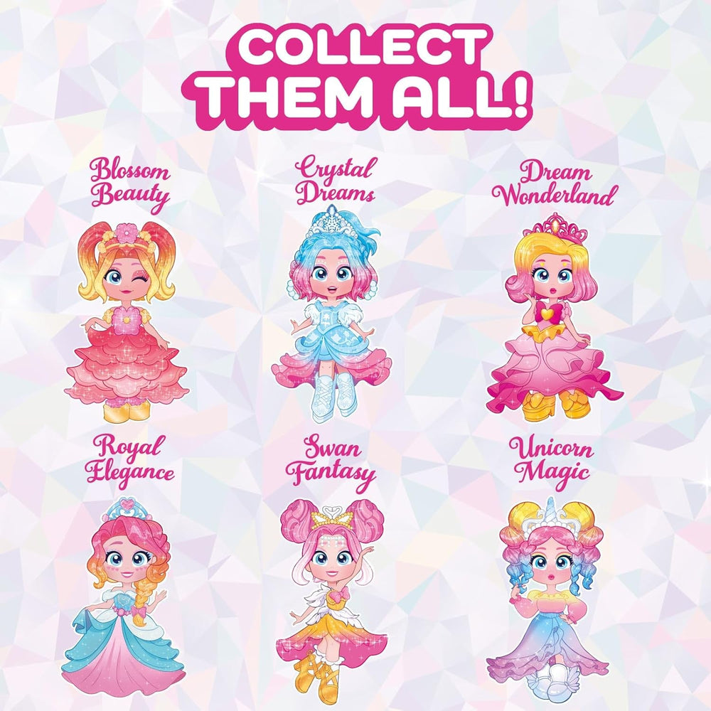 Prinzessinnen-Serie, Unicorn Magic – Sammelpuppe aus der Princess-Serie. Enthält Puppe, Set aus Kleidung und Schuhen mit Prinzessinnen-Thema, Zubehör und Haustier. 1 Puppe, 3 Verschiedene