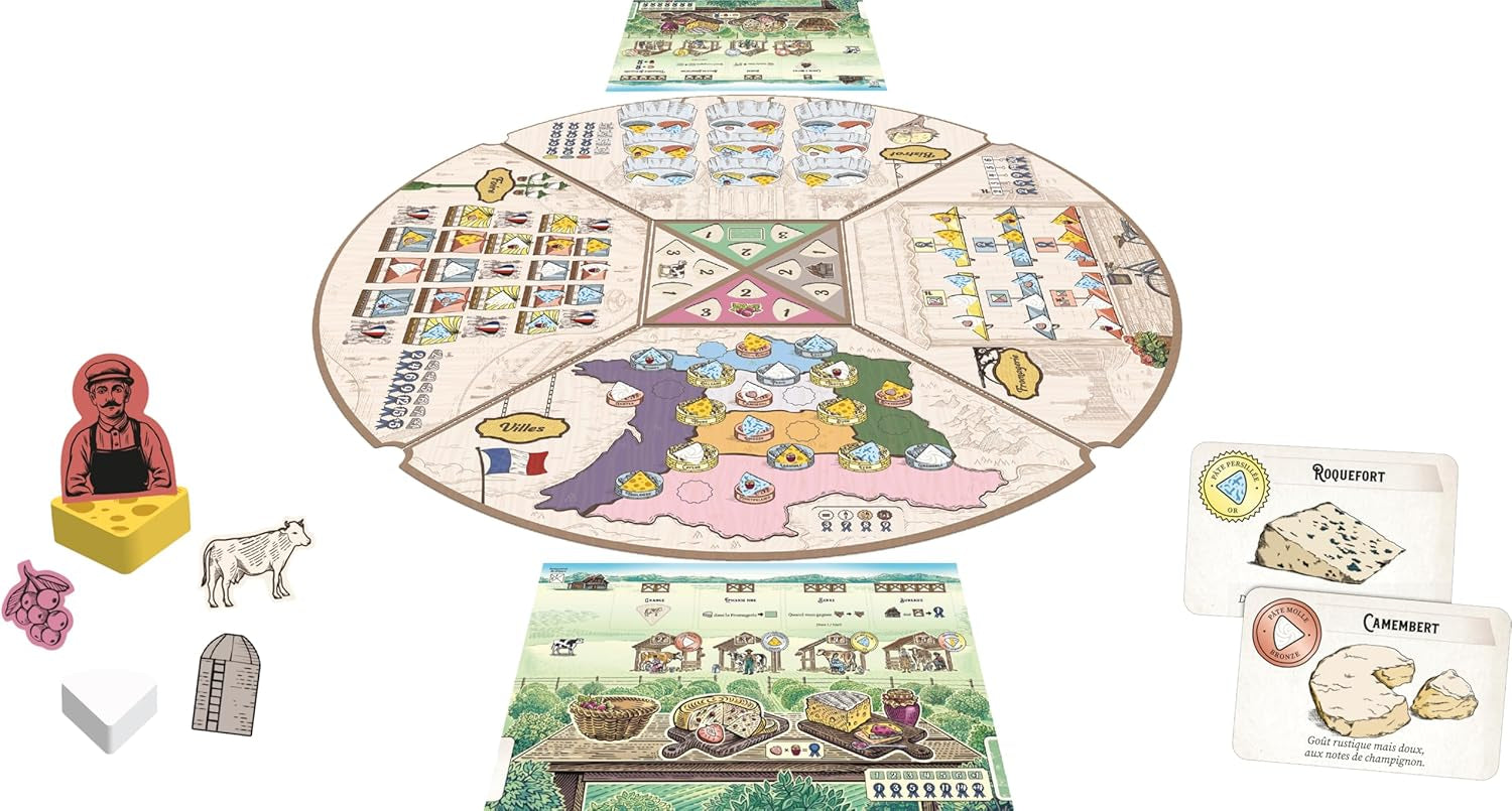 Asmodee - Brânză – Drumul spre Infamie – Joc de societate strategic – Plasarea muncitorilor – Maestru Brânză – Vârste 14+ – 1 până la 4 jucători – 40 de minute – Versiune franceză