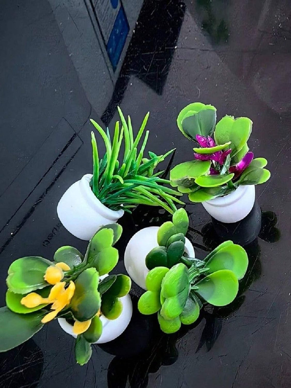 Künstliche Mini-Topfpflanzen, Statue, Kleine Bonsai, Kleine Topfpflanzen, Künstliche Blumentopf, Künstliche Pflanze Für Miniaturgarten, Outdoor-Dekoration, Valentinstag, Hochzeit, Geburtstag, 4 Stück