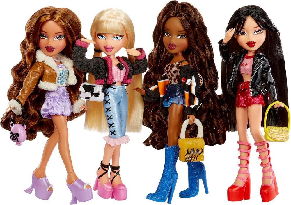 Bratz Goin' Out! Doll - Sasha - 1 Sammlerpuppe mit Accessoires, einem Outfit, einer Handtasche, einer Sonnenbrille und einer Bürste - Kinderspielzeug - ab 6 Jahren, Orange, Black