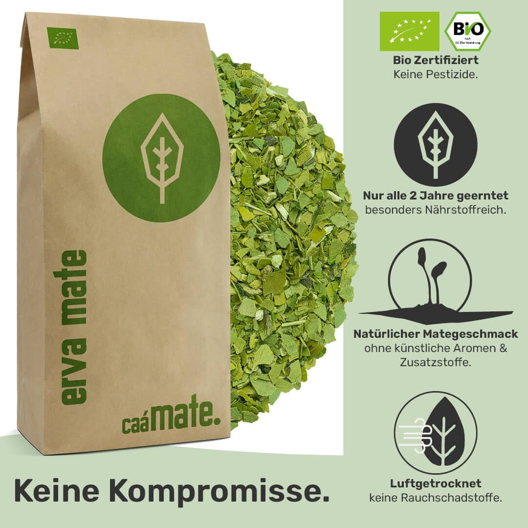 Set de degustare ceai Mate ● 4 sortimente de ceai Mate bio ● Câte 100 g Erva Mate + Yerba Mate + Ceai verde Mate + Ceai Mate prăjit