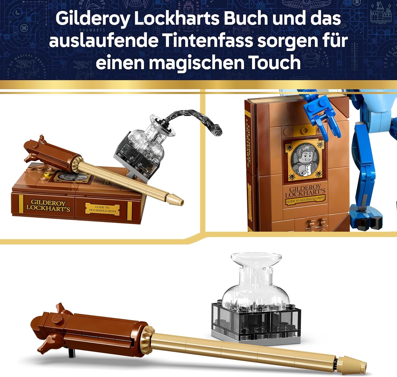 LEGO Harry Potter Wichtel - Dekofigur für Schlafzimmer oder Schreibtisch mit Gilderoy Lockharts Buch und Zauberstab - Merchandising -Geburtstagsgeschenk für Mädchen und Jungen ab 8 Jahren - 76461