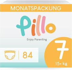 Scutece Pillo, mărimea 7, 84 de bucăți, 4 pachete a câte 21 de scutece fiecare, mărimea 7 - XXL (15+ kg) – Scutece pentru bebeluși