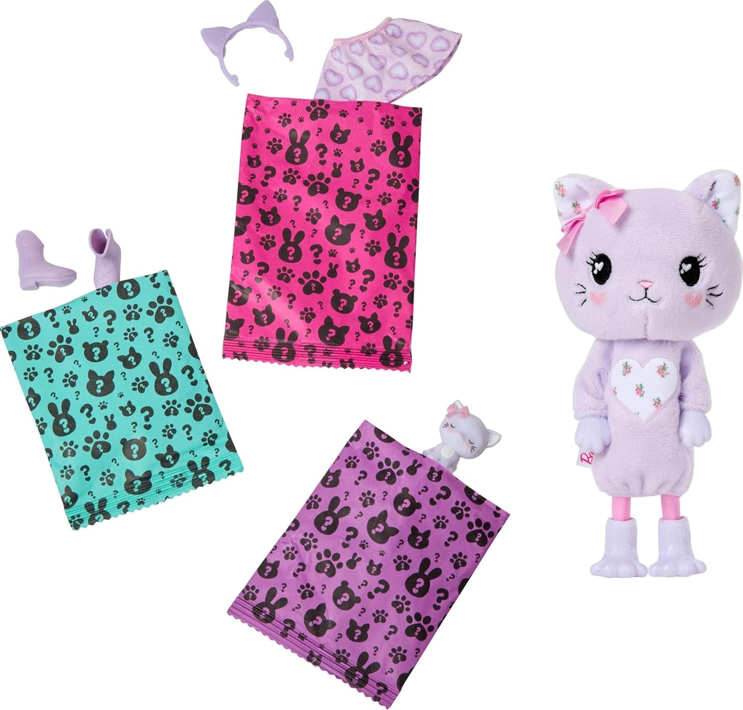 Barbie Cutie Reveal Glücksbärchis kleine Chelsea-Puppe und Zubehör, Serie 2 mit Plüschkostüm und 6 Überraschungen, einschließlich Farbwechsel (Stile können abweichen.), JMW63