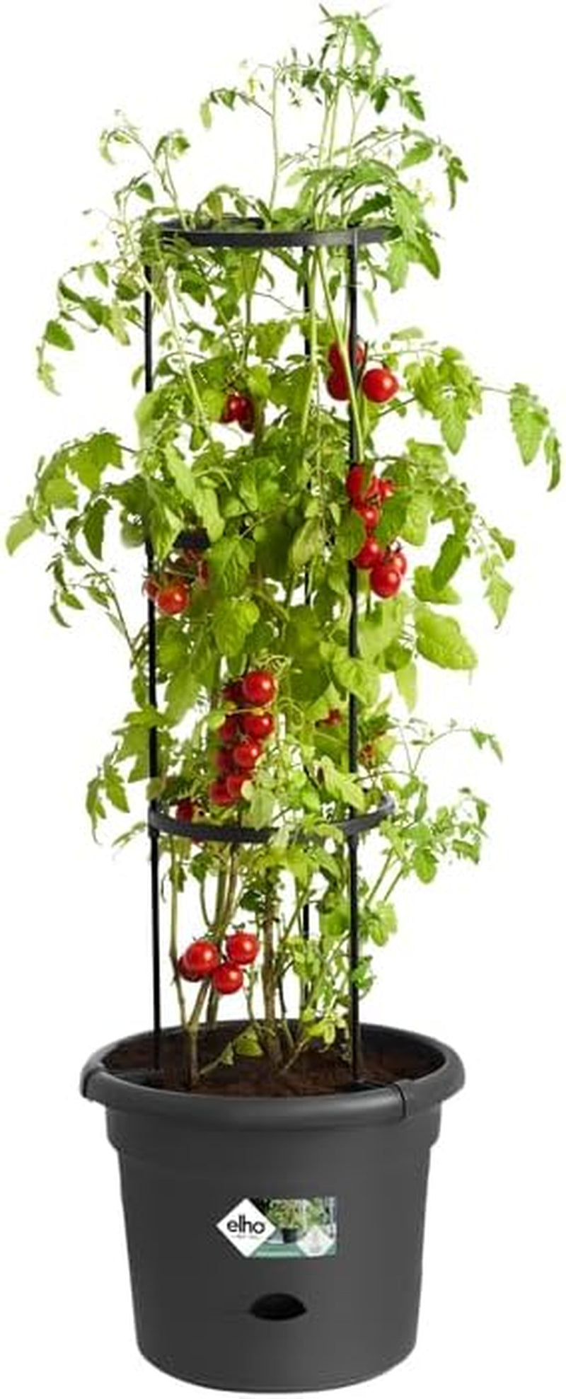 elho Green Basics Ghiveci de roșii 33 - Ghiveci de flori pentru cultivare și recoltare în aer liber - Ø 33,5 x H 26,0 cm - Negru/Negru viu