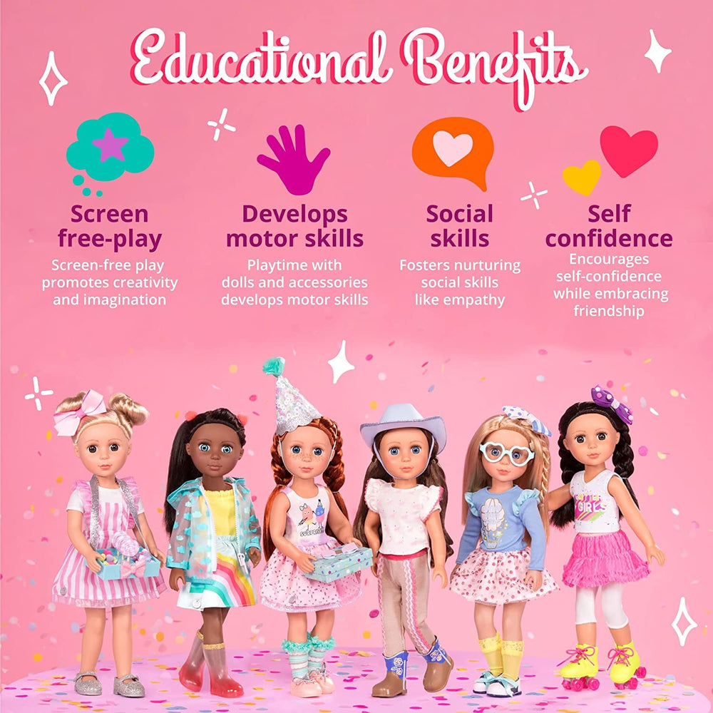 Glitter Girls - Sashka - 36 cm Bewegliche Modepuppe - Blondes Haar & grüne Augen - Cupcake-Kleid mit Haarschleife - Glitzerschuhe & Gepunktete-Leggings - 3 Jahre +